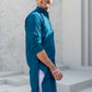 The Prussian Blue Long Kurta With Thread And Sequins Work