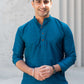 The Prussian Blue Long Kurta With Thread And Sequins Work
