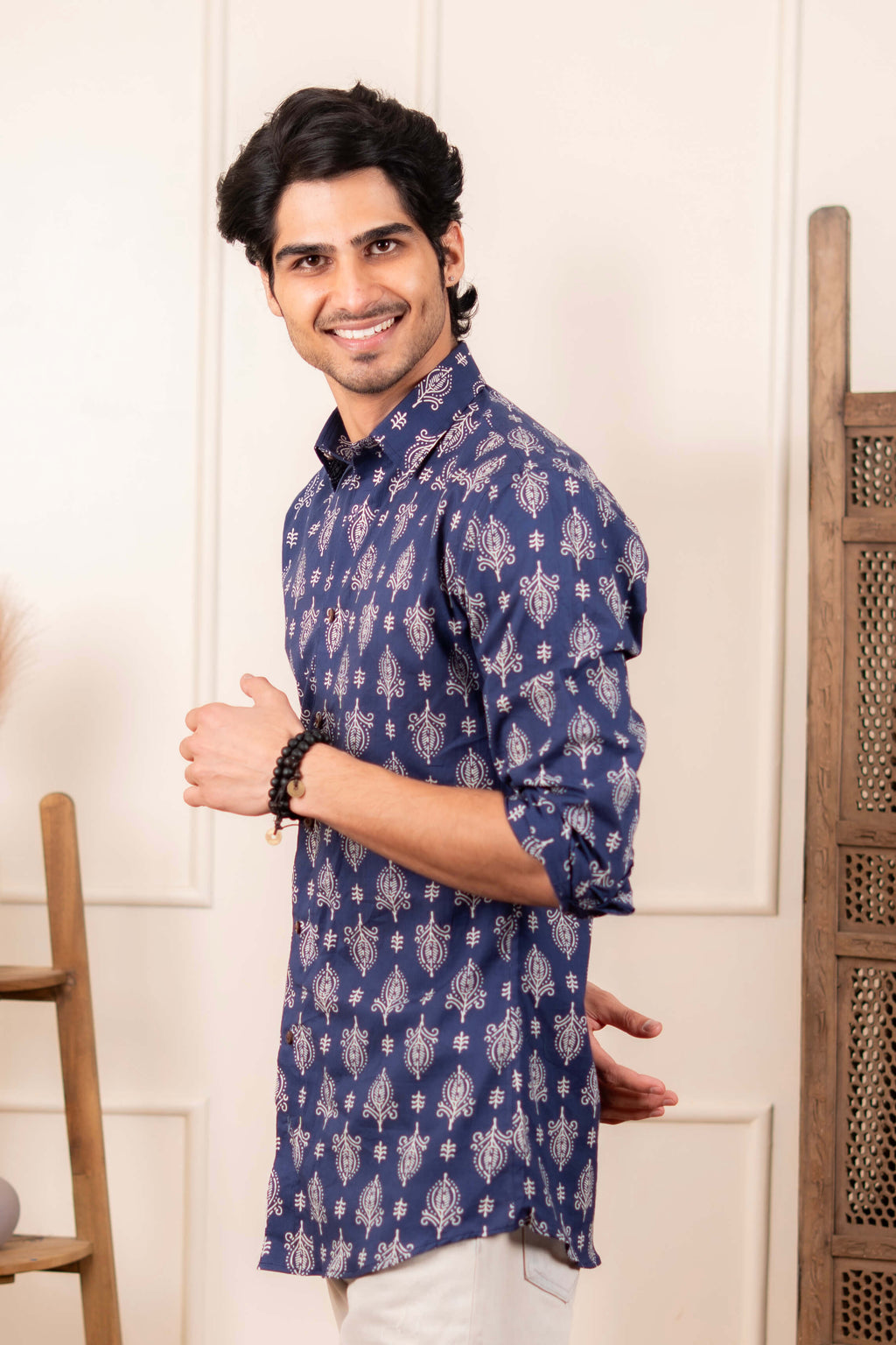 The Egyptian Blue Indian Motif Shirt
