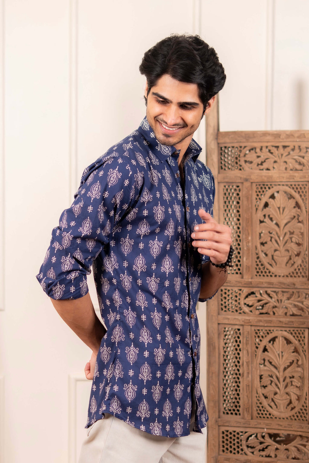 The Egyptian Blue Indian Motif Shirt