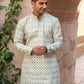 The Tribal Geometric Embroidery Work Long Kurta In Sea Green Color And Sequins Work