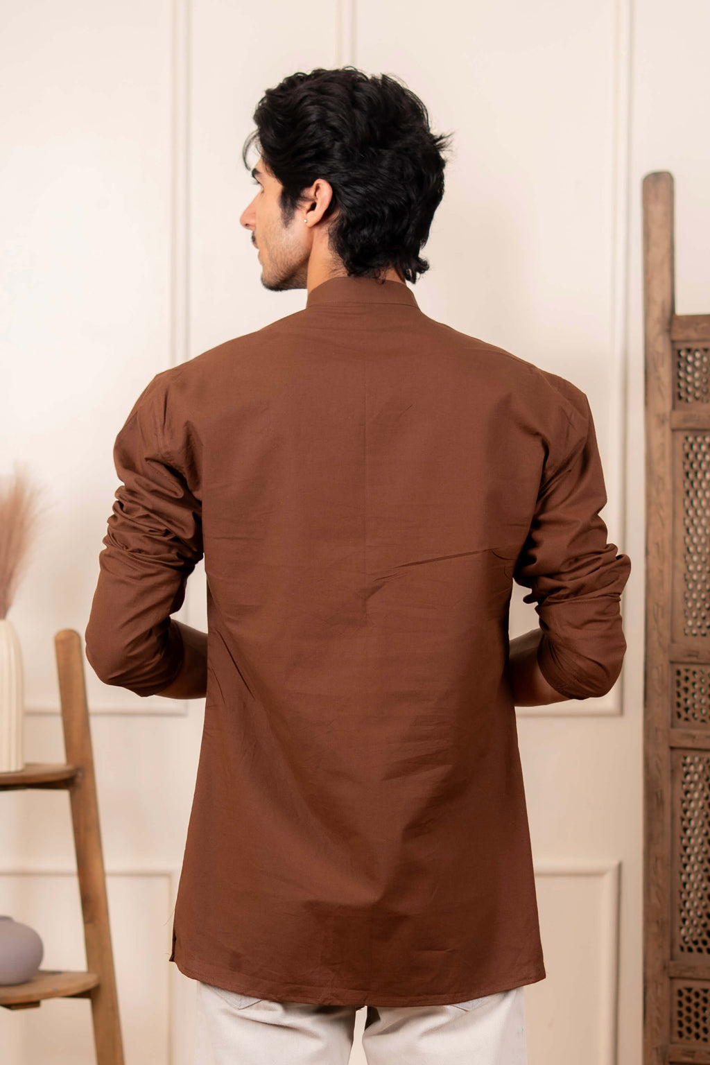 The Solid Brown Classic Short Kurta