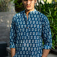 The Agean Blue Short Kurta With Flower Print