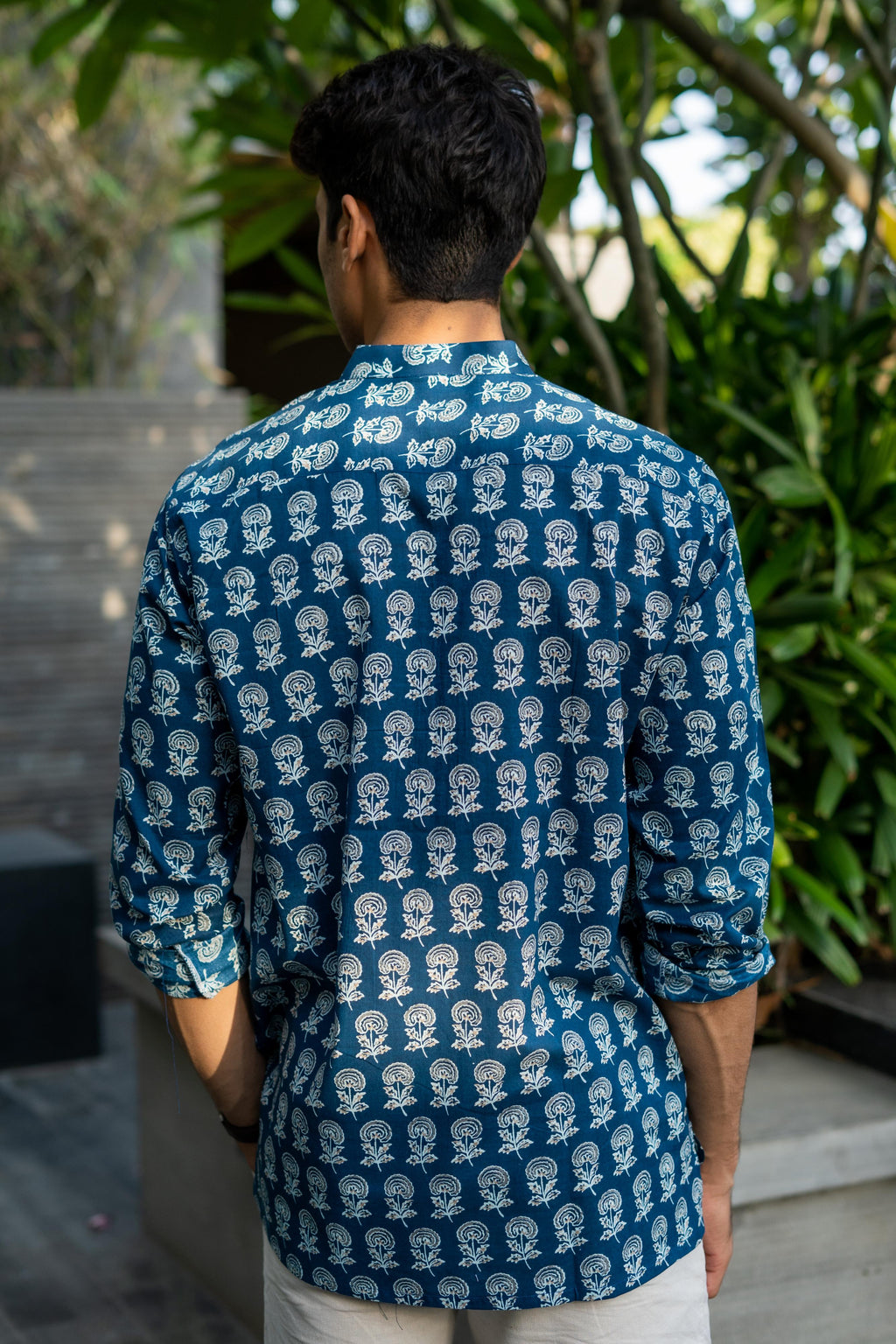 The Agean Blue Short Kurta With Flower Print