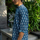 The Agean Blue Short Kurta With Flower Print