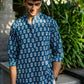 The Agean Blue Short Kurta With Flower Print
