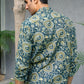 The Dark Green Kantha Work Short Kurta With Tribal Print