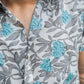 The Off-White Shirt With Grey And Turquoise Floral Print (Half Sleeves)