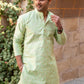 The Pista Green Long Kurta With Multicolour Embroidery and Sequins Work