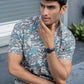 The Off-White Shirt With Grey And Turquoise Floral Print (Half Sleeves)