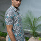 The Off-White Shirt With Grey And Turquoise Floral Print (Half Sleeves)