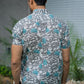 The Off-White Shirt With Grey And Turquoise Floral Print (Half Sleeves)