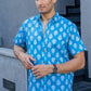 The Sky Blue Shirt With White Flower Print (Half Sleeves)