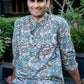 The Off-White All-Over Floral Print Short Kurta With Turquoise Flowers