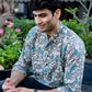 The Off-White All-Over Floral Print Short Kurta With Turquoise Flowers
