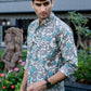 The Off-White All-Over Floral Print Short Kurta With Turquoise Flowers