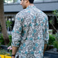 The Off-White All-Over Floral Print Short Kurta With Turquoise Flowers