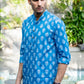 The Sky Blue Short Kurta With White Flower Print