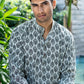 The White Kantha Work Floral-Geometric Print Short Kurta