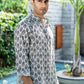 The White Kantha Work Floral-Geometric Print Short Kurta
