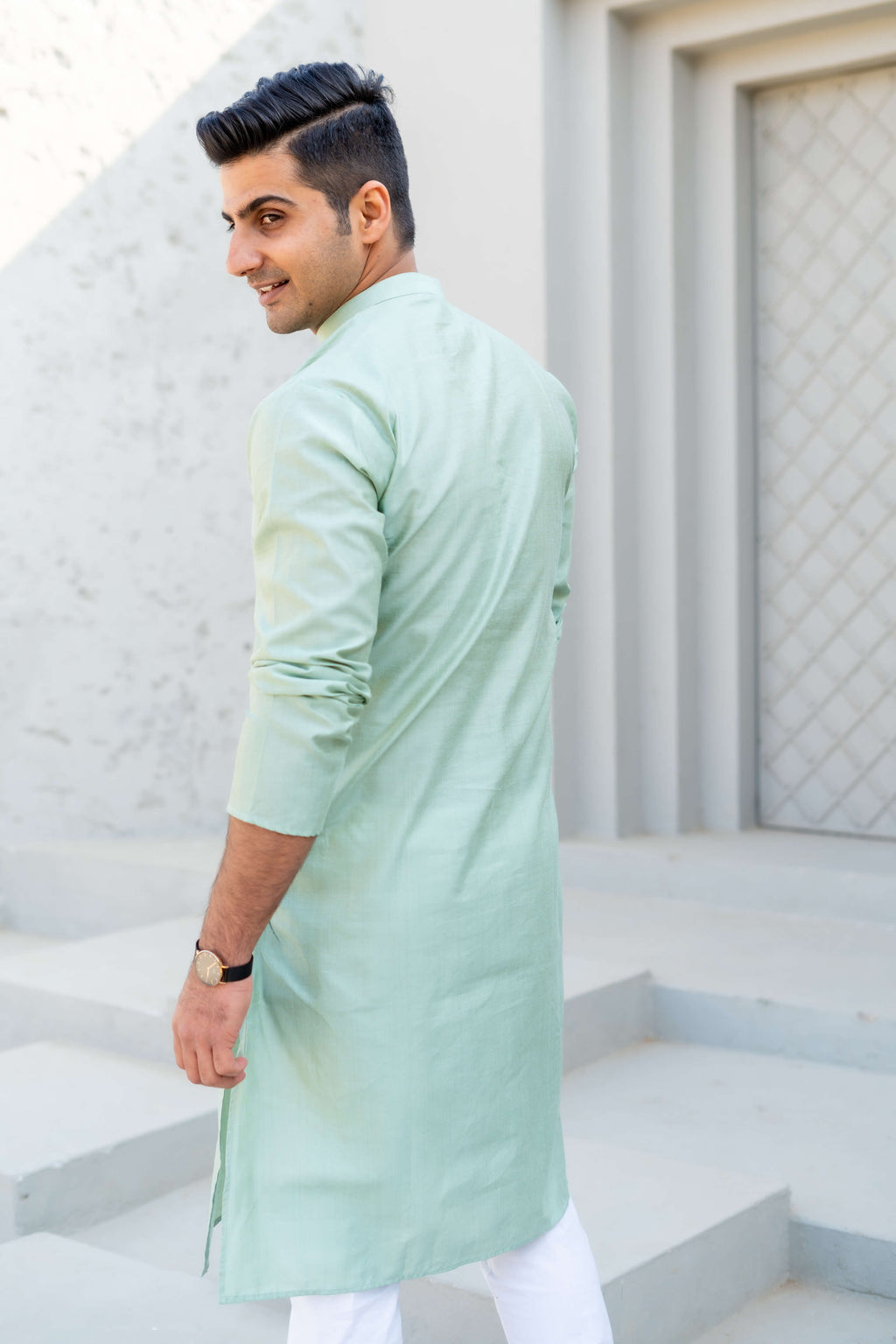 The Solid Long Kurta In A Sea Green Colour