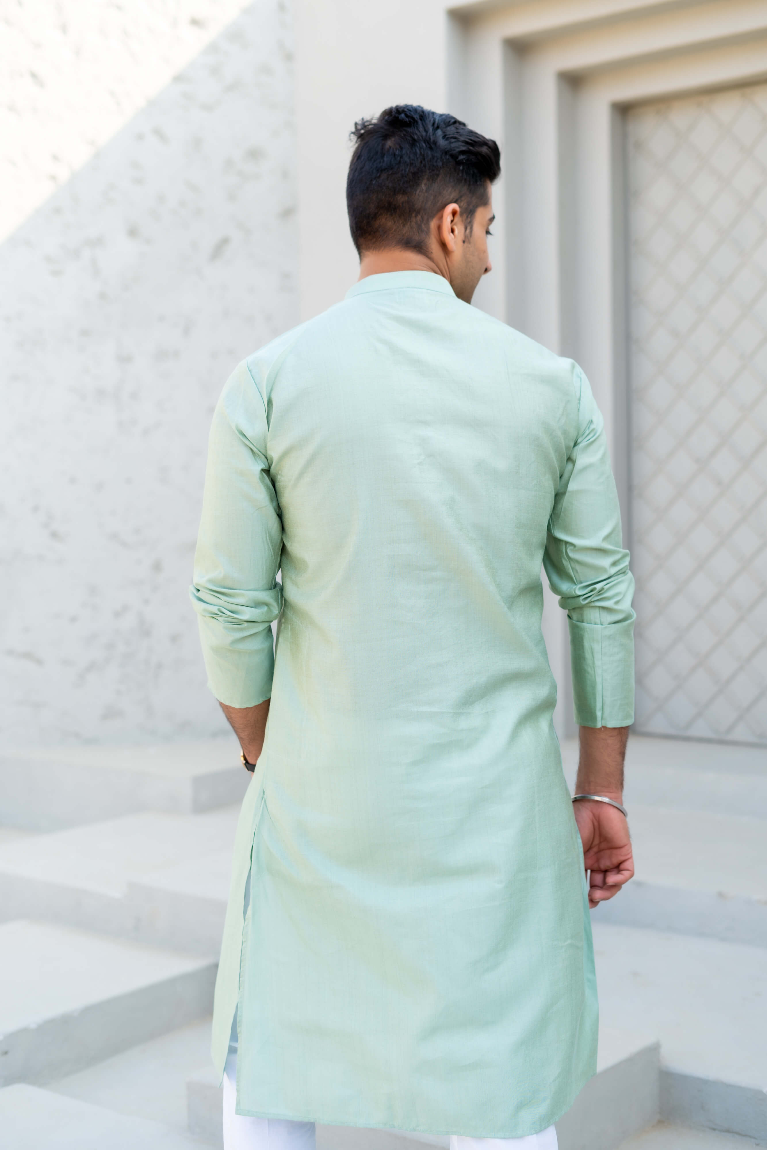 The Solid Long Kurta In A Sea Green Colour