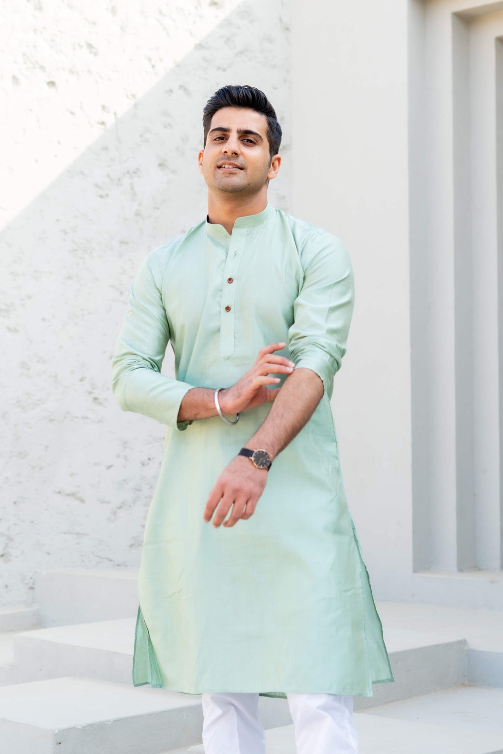 The Solid Long Kurta In A Sea Green Colour