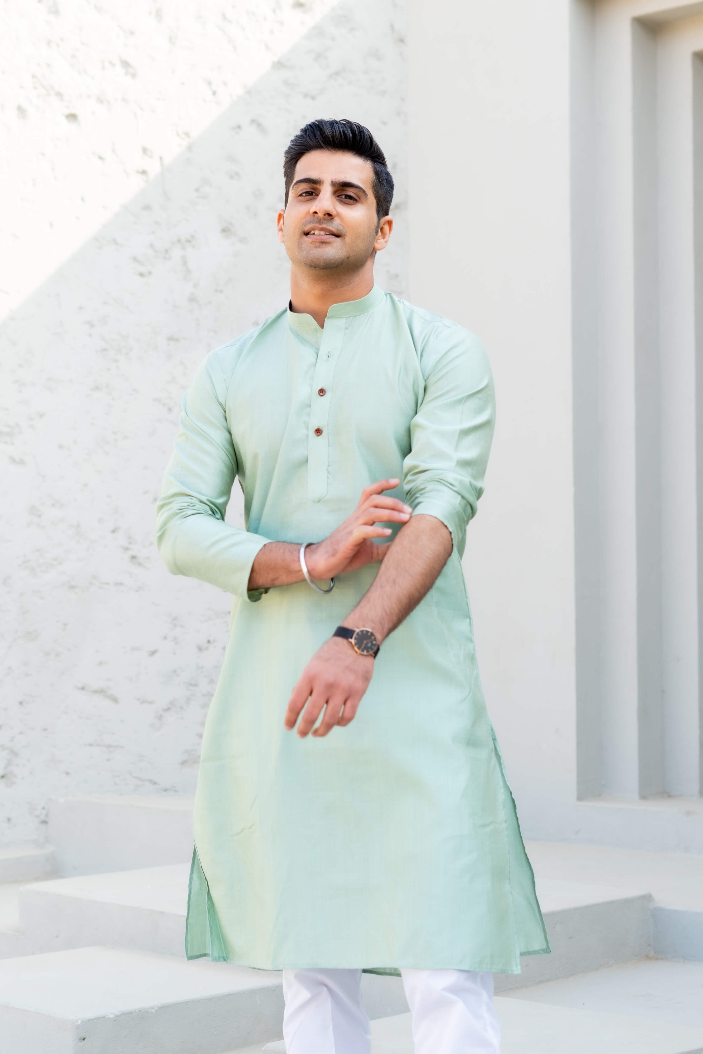 The Solid Long Kurta In A Sea Green Colour