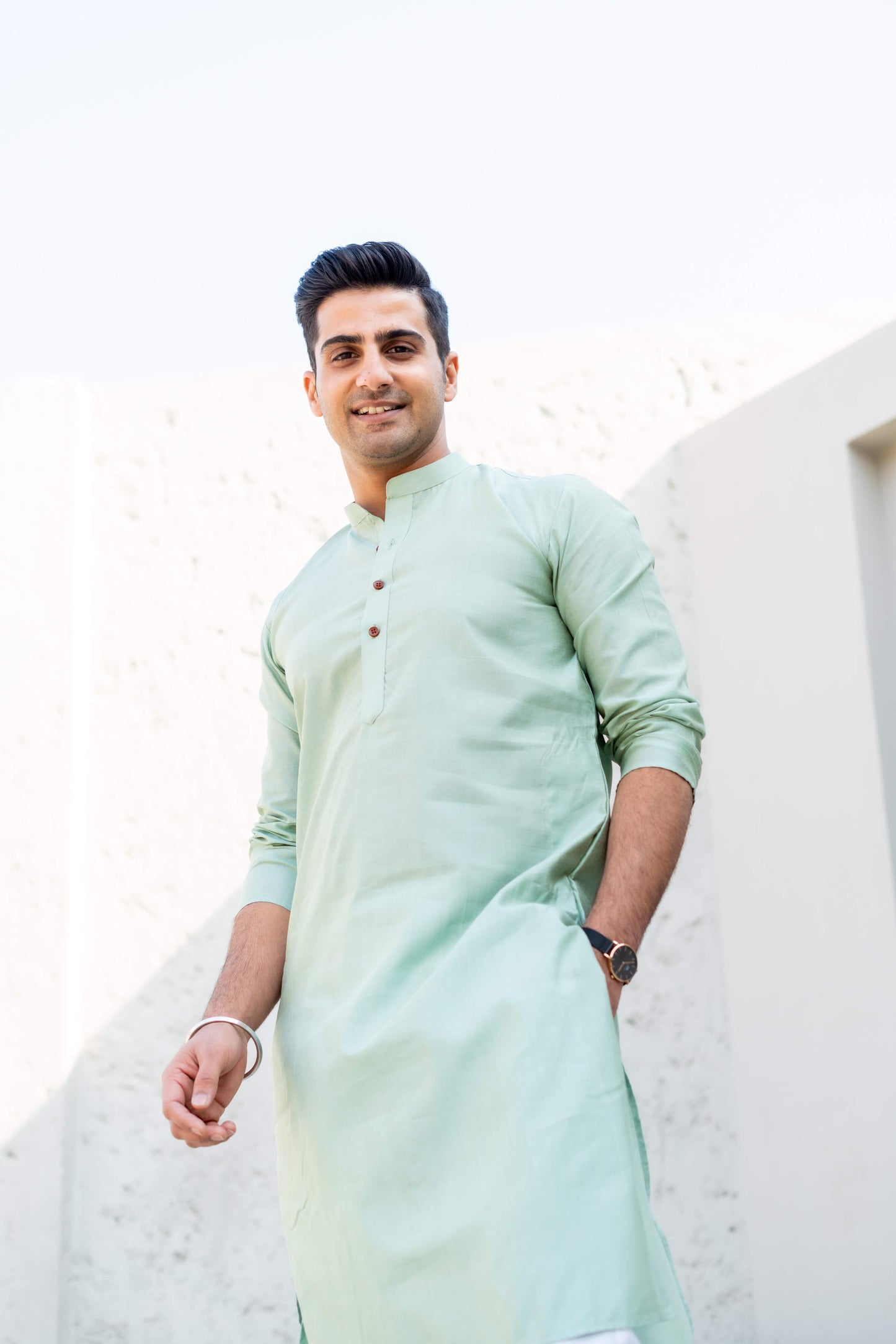 The Solid Long Kurta In A Sea Green Colour