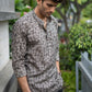 The Dark Grey Short Kurta With All-Over Floral Print