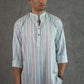 The Classy Pastel Blue Stripe Print Short Kurta