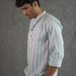 The Classy Pastel Blue Stripe Print Short Kurta