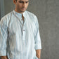 The Classy Pastel Blue Stripe Print Short Kurta