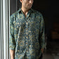 The Dark Green Kantha Work Shirt With Tribal Print