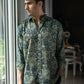 The Dark Green Kantha Work Shirt With Tribal Print