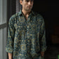 The Dark Green Kantha Work Shirt With Tribal Print