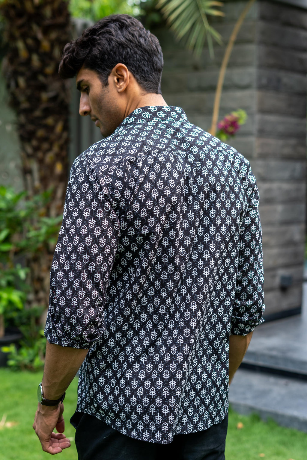 The Black Shirt With White Butti Print