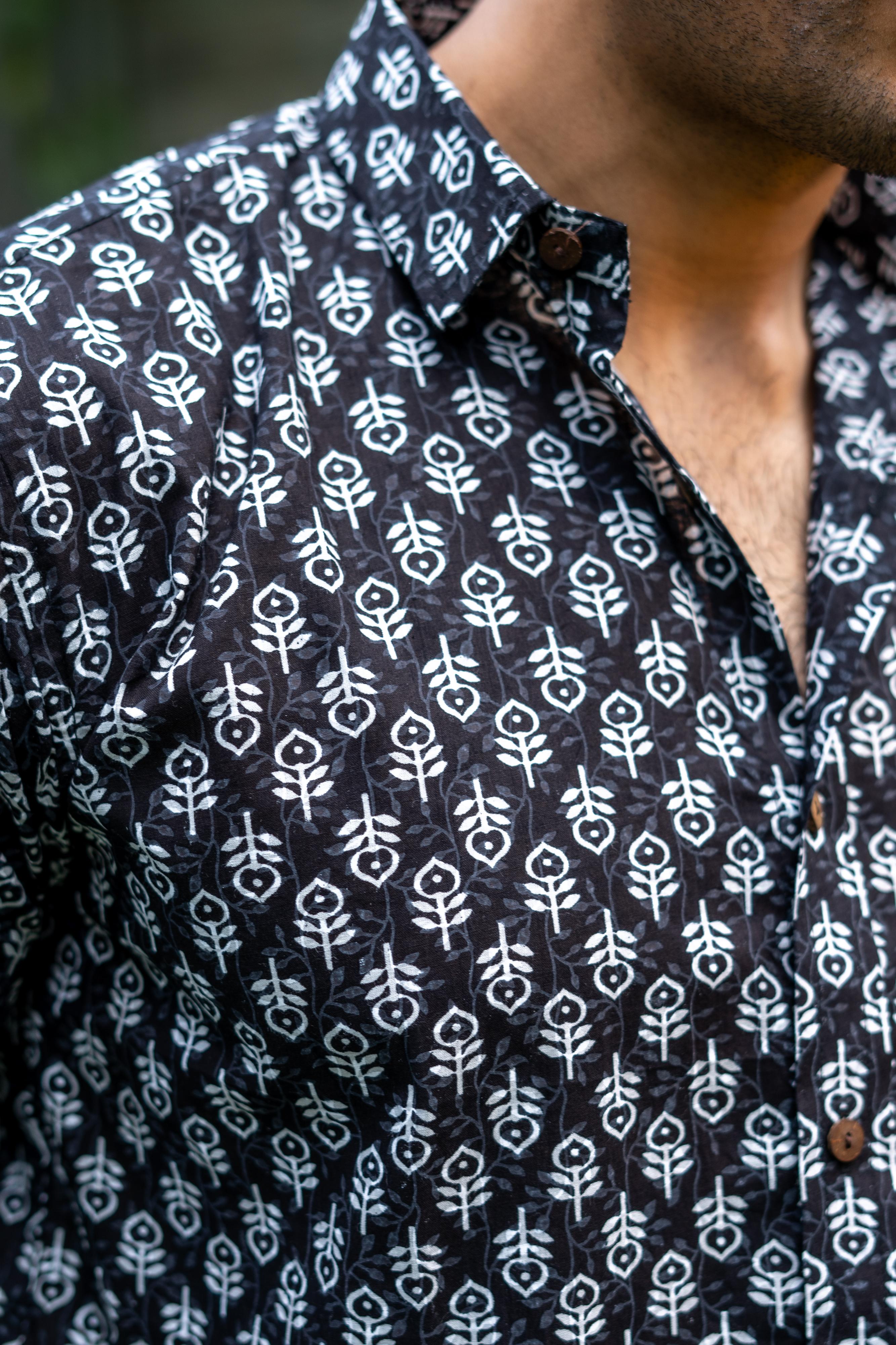 The Black Shirt With White Butti Print