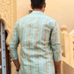 The Sea Green Short Kurta With Embroidered Stripe Design