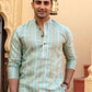 sea green short kurta with embroidered striped design
