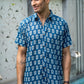 The Agean Blue Shirt With Flower Print (Half Sleeves)