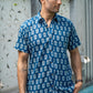 The Agean Blue Shirt With Flower Print (Half Sleeves)