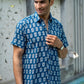 The Agean Blue Shirt With Flower Print (Half Sleeves)