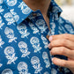 The Agean Blue Shirt With Flower Print (Half Sleeves)