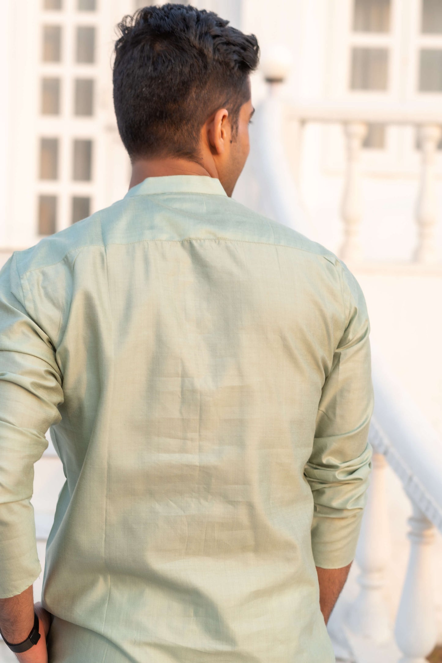 The Solid Short Kurta In A Sea Green Colour