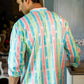 The Pastel Rainbow Stripe Print Long Kurta With Foil Print