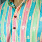 The Pastel Rainbow Stripe Print Long Kurta With Foil Print