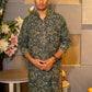 The Dark Green Kantha Work Long Kurta With Tribal Print