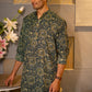 The Dark Green Kantha Work Long Kurta With Tribal Print