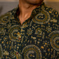 The Dark Green Kantha Work Long Kurta With Tribal Print